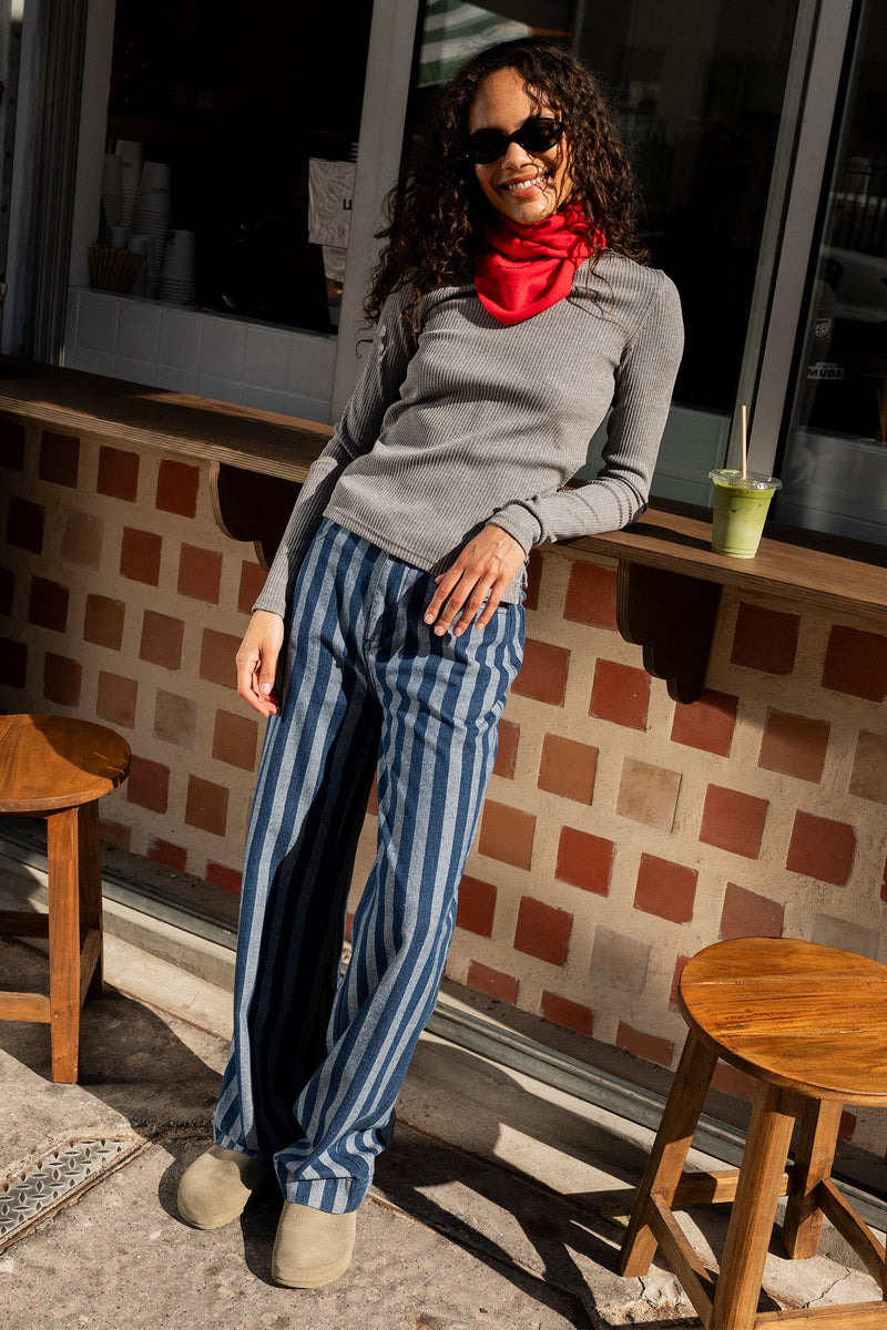 Laure + Max striped wide leg trousers at OSO Boutique