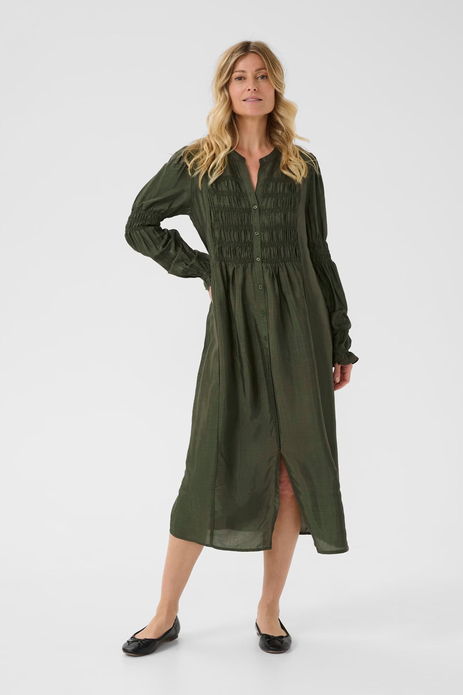 rifle green dress Women's Short Sleeve Flex Dress
