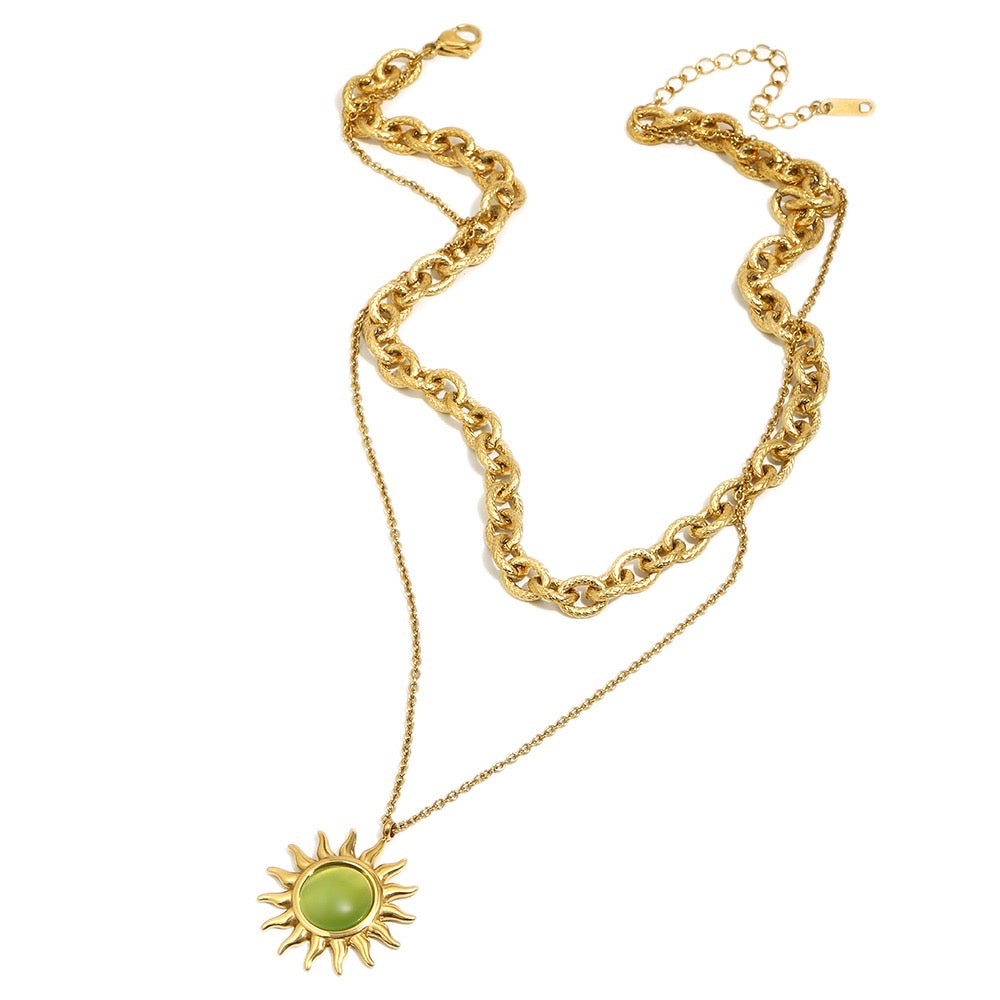 Wild Spirit Tiger Eye Aventurine Solstice Gold Plated Waterproof Necklace