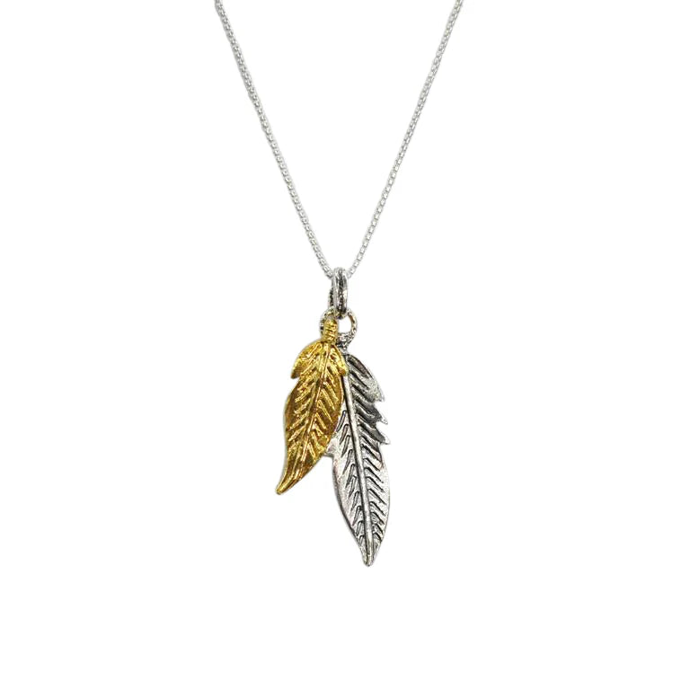 LBJ   N23003 Two colour feather pendant necklace