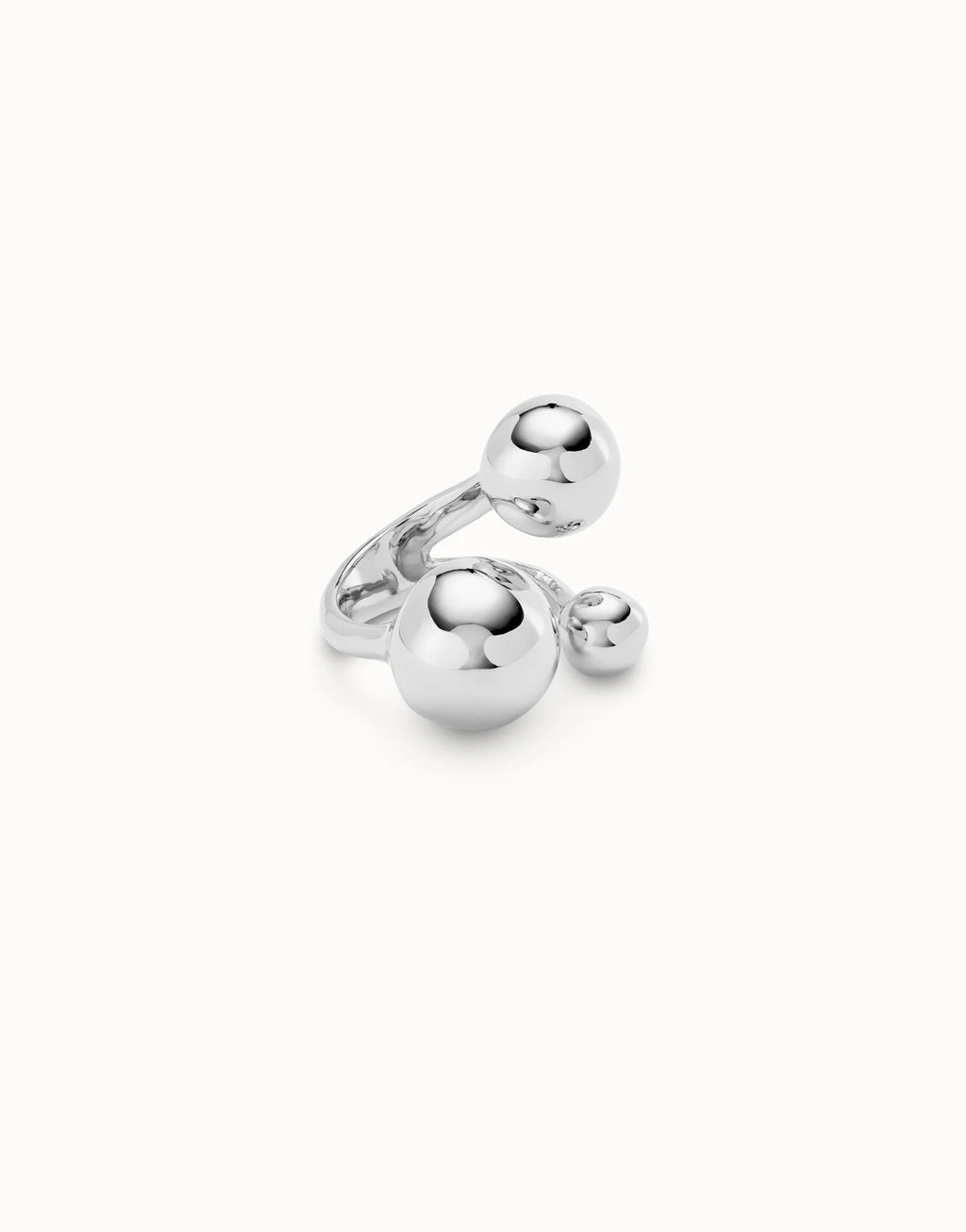 Uno de 50  ANI0843 Ring with three bubble-shaped beads - Silver size 18