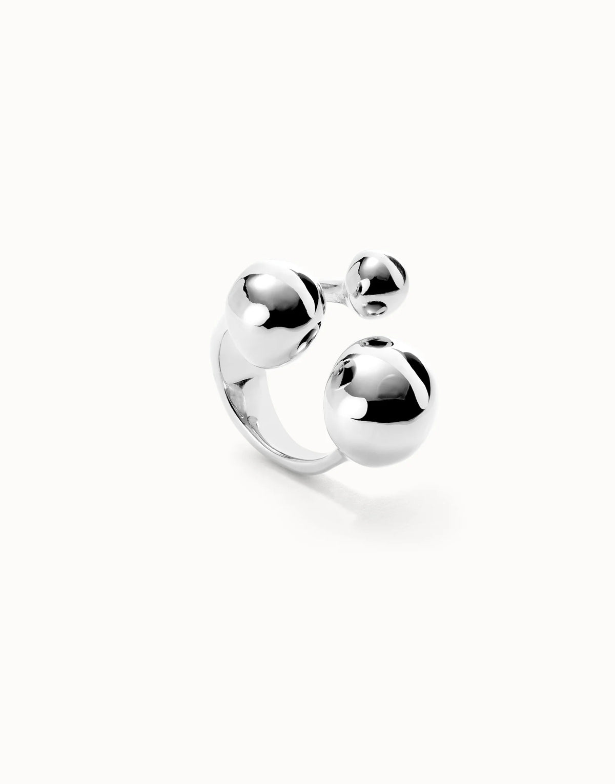 Uno de 50  ANI0843 Ring with three bubble-shaped beads - Silver size 18