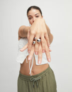 Uno de 50  ANI0843 Ring with three bubble-shaped beads - Silver size 18