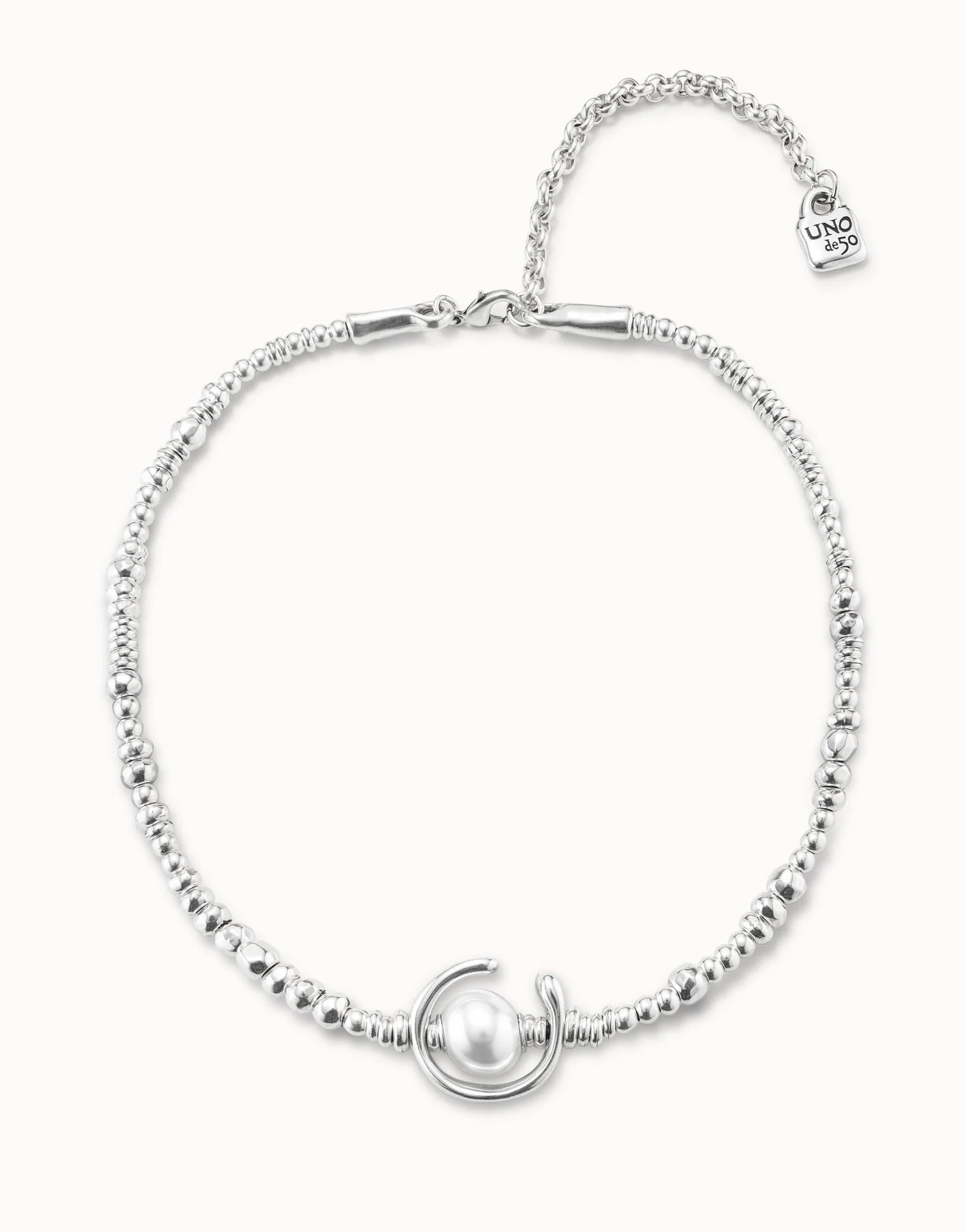Uno de 50  COL0970 Silver Necklace with Pearl