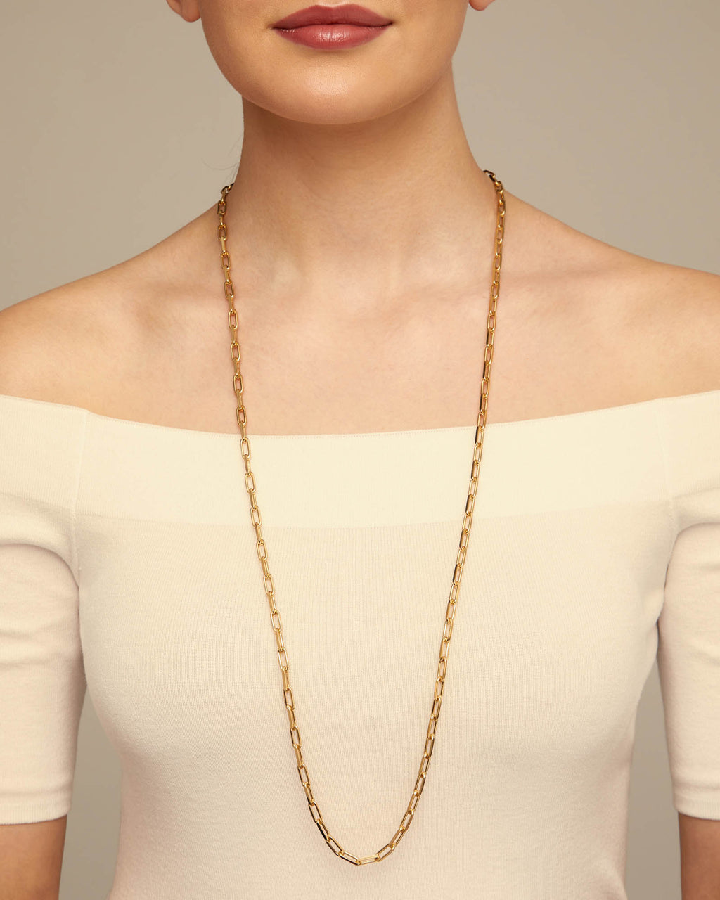 Uno de 50 COL1607 Long link chain charm necklace - Gold