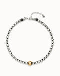 Uno de 50  COL1995 Gold Silver Bead Necklace