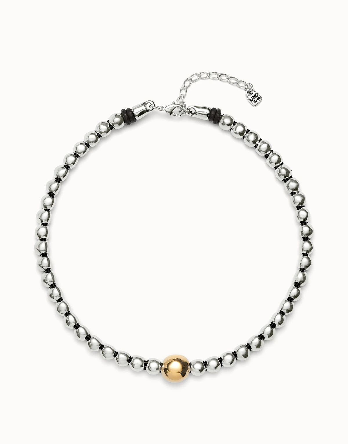 Uno de 50  COL1995 Gold Silver Bead Necklace