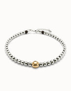 Uno de 50  COL1995 Gold Silver Bead Necklace