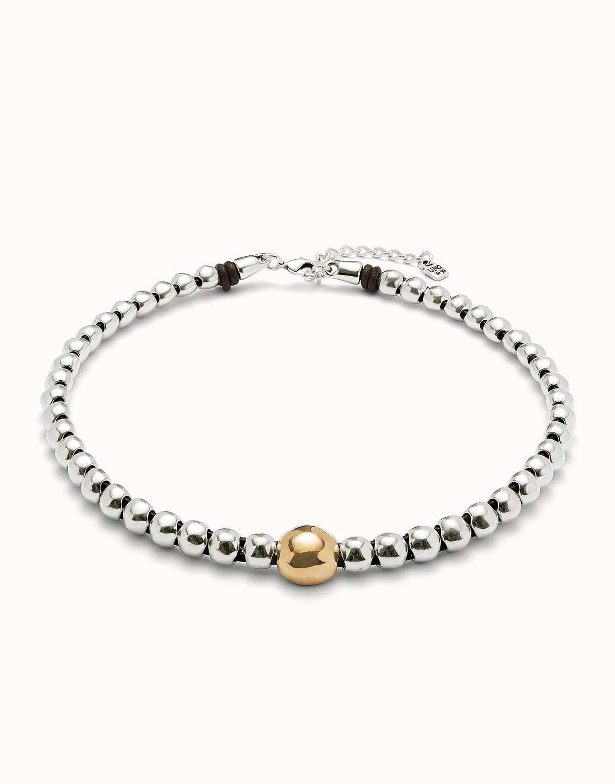 Uno de 50  COL1995 Gold Silver Bead Necklace