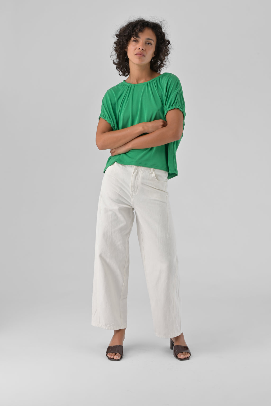 Orfeo Vinciane Ecru Cream Cotton Trousers PT383