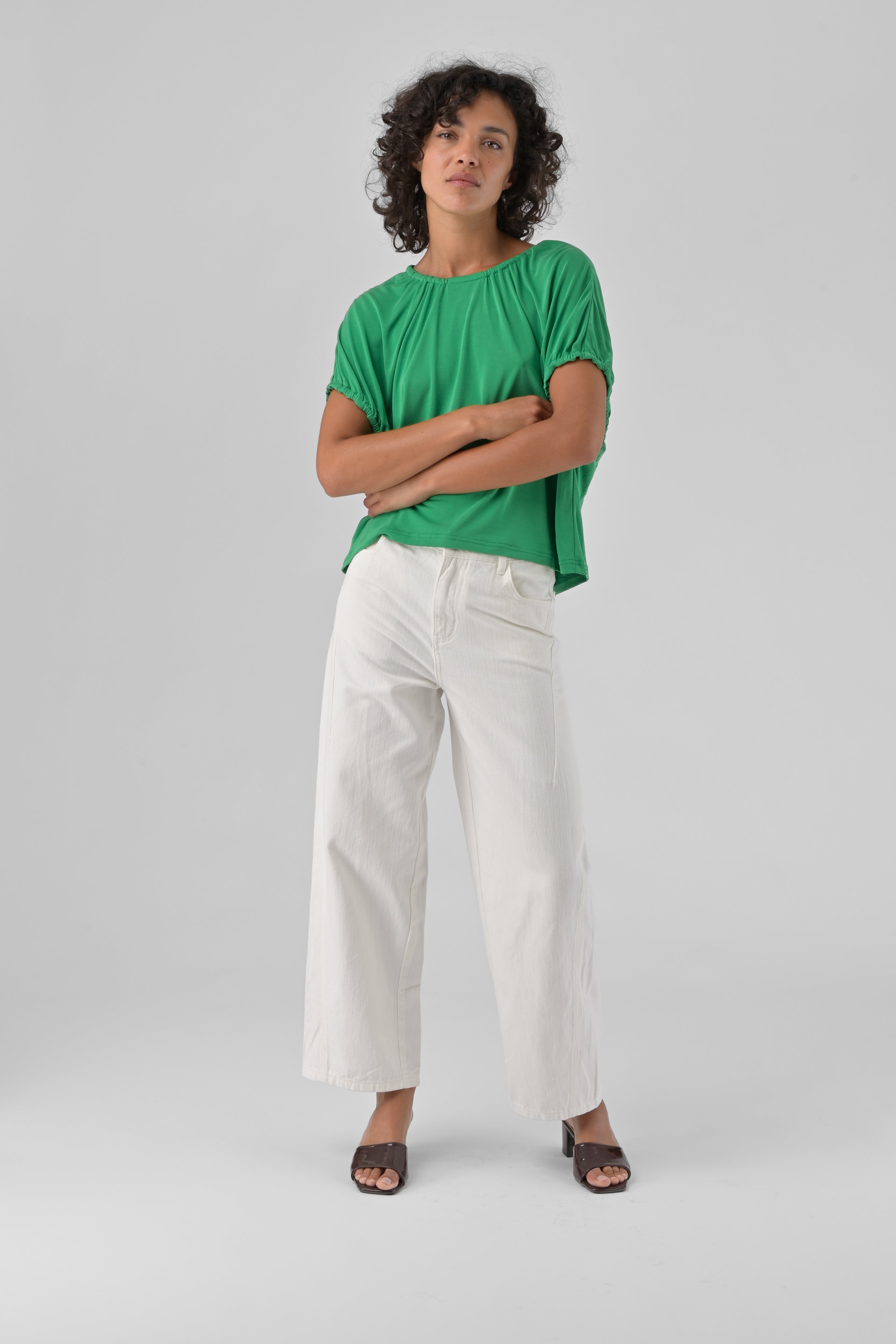 Orfeo Vinciane Ecru Cream Cotton Trousers PT383