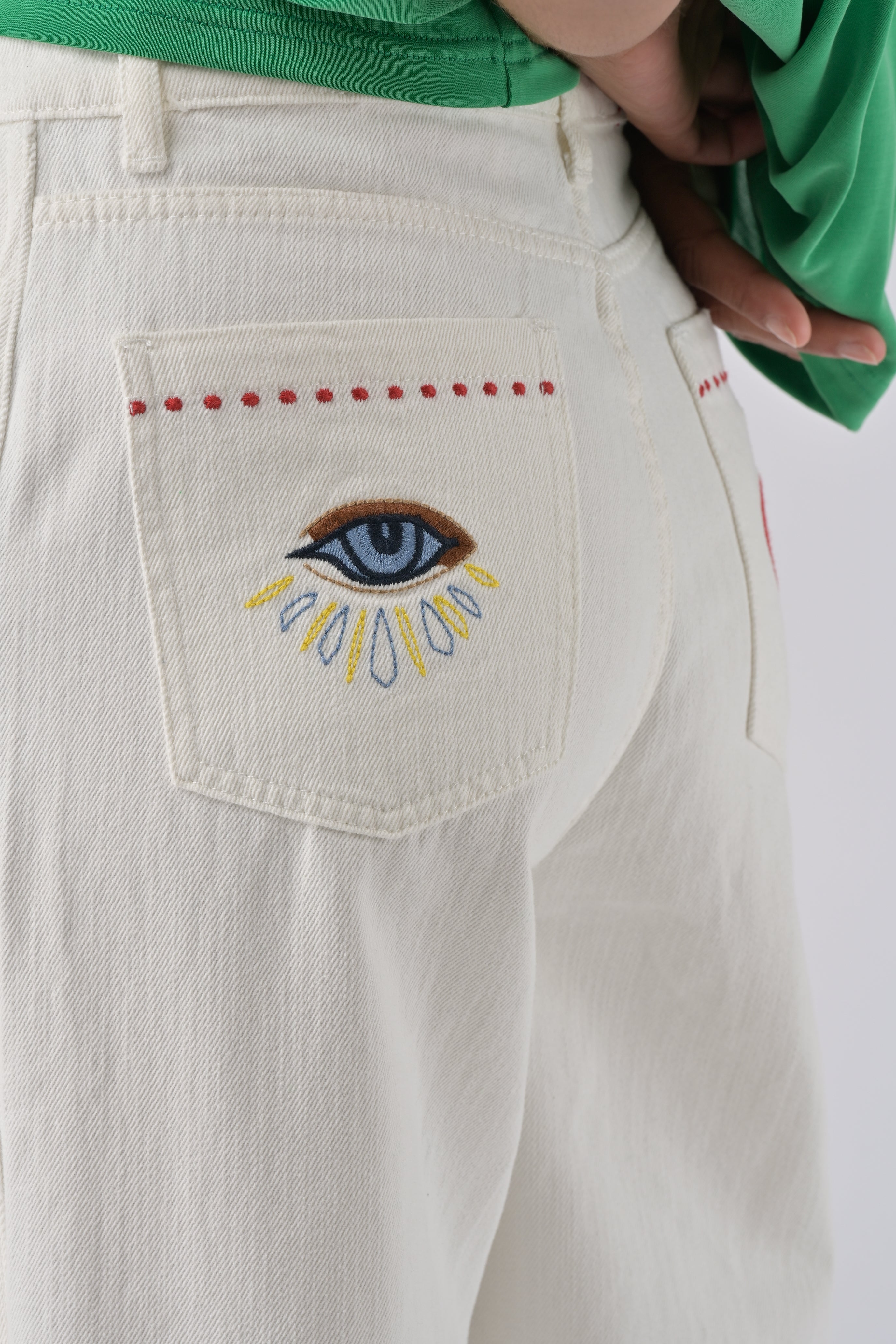 Orfeo Vinciane Ecru Cream Cotton Trousers PT383