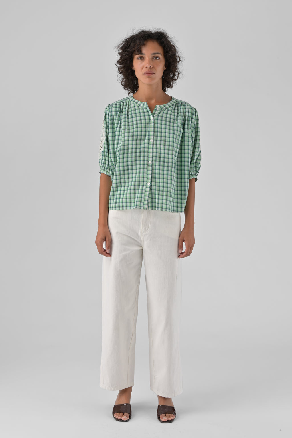 Orfeo Vinciane Ecru Cream Cotton Trousers PT383