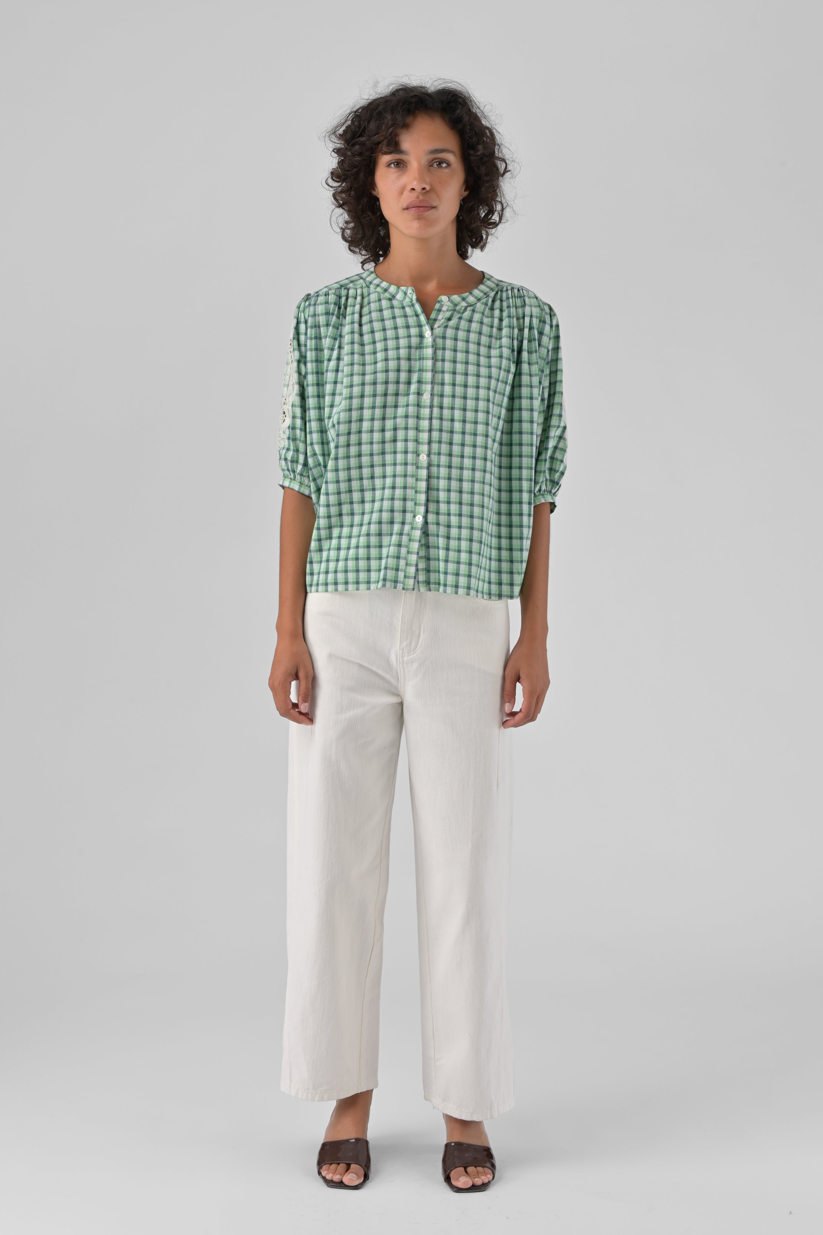 Orfeo Vinciane Ecru Cream Cotton Trousers PT383