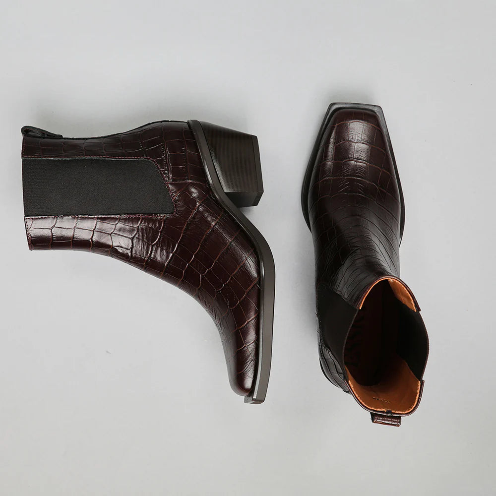 Esska Gillian Dark Brown Croc