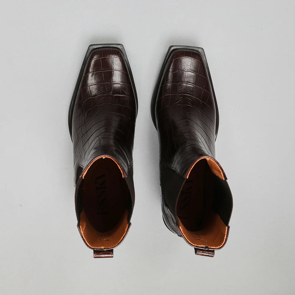 Esska Gillian Dark Brown Croc