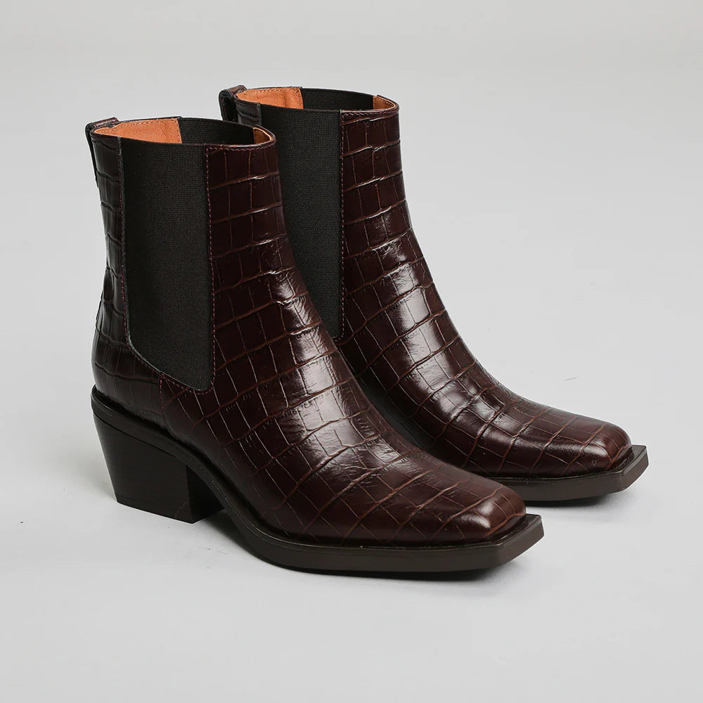 Esska Gillian Dark Brown Croc