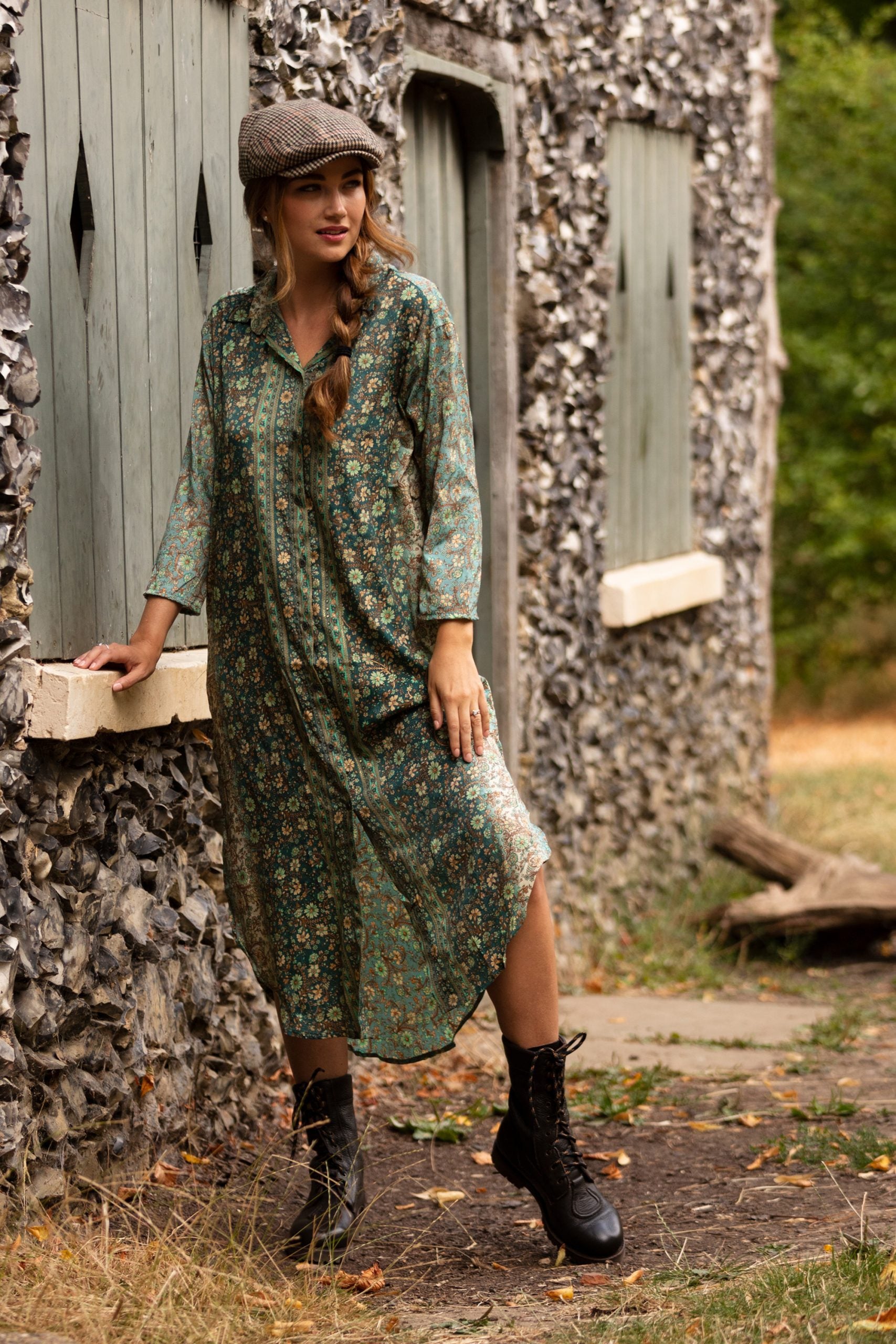 Gabrielle Parker Long Shirt Dress - Mosaic with Gold