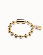 Uno de 50 PUL1215 Beaded bracelet with padlock Gold - Medium
