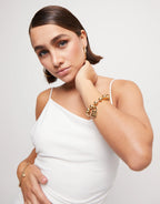 Uno de 50 PUL1215 Beaded bracelet with padlock Gold - Medium
