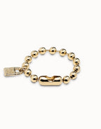 Uno de 50 PUL1215 Beaded bracelet with padlock Gold - Medium