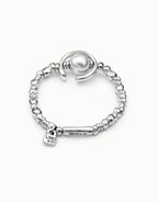 Uno de 50 PUL1358 Pearl Silver Bead Bracelet