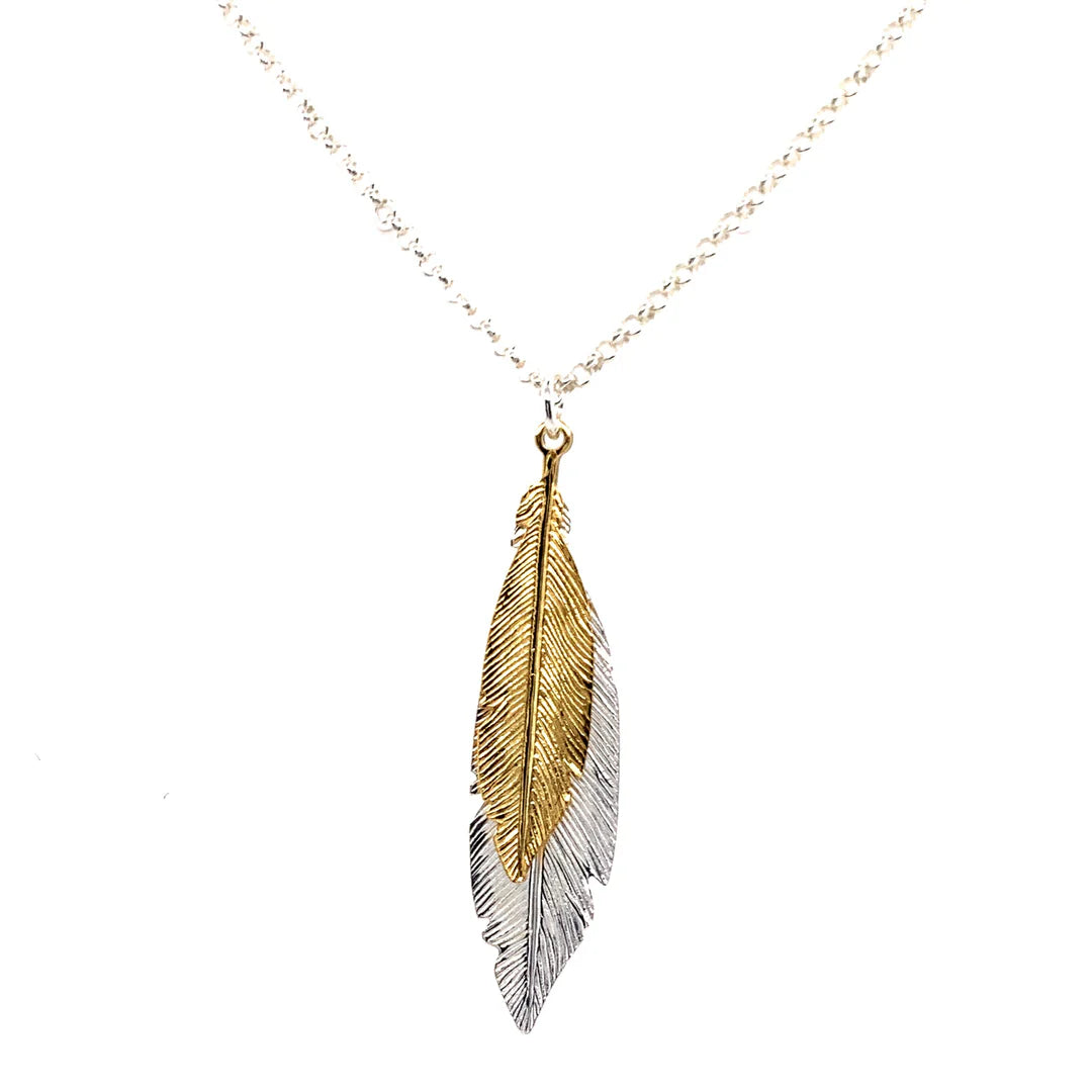 LBJ  YHM490 Detailed two-tone feather necklace