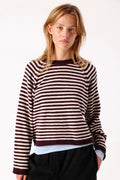 American Vintage Ekewood Rayures Aubergine et Rose Pale Purple Striped Jumper EKE18A, front