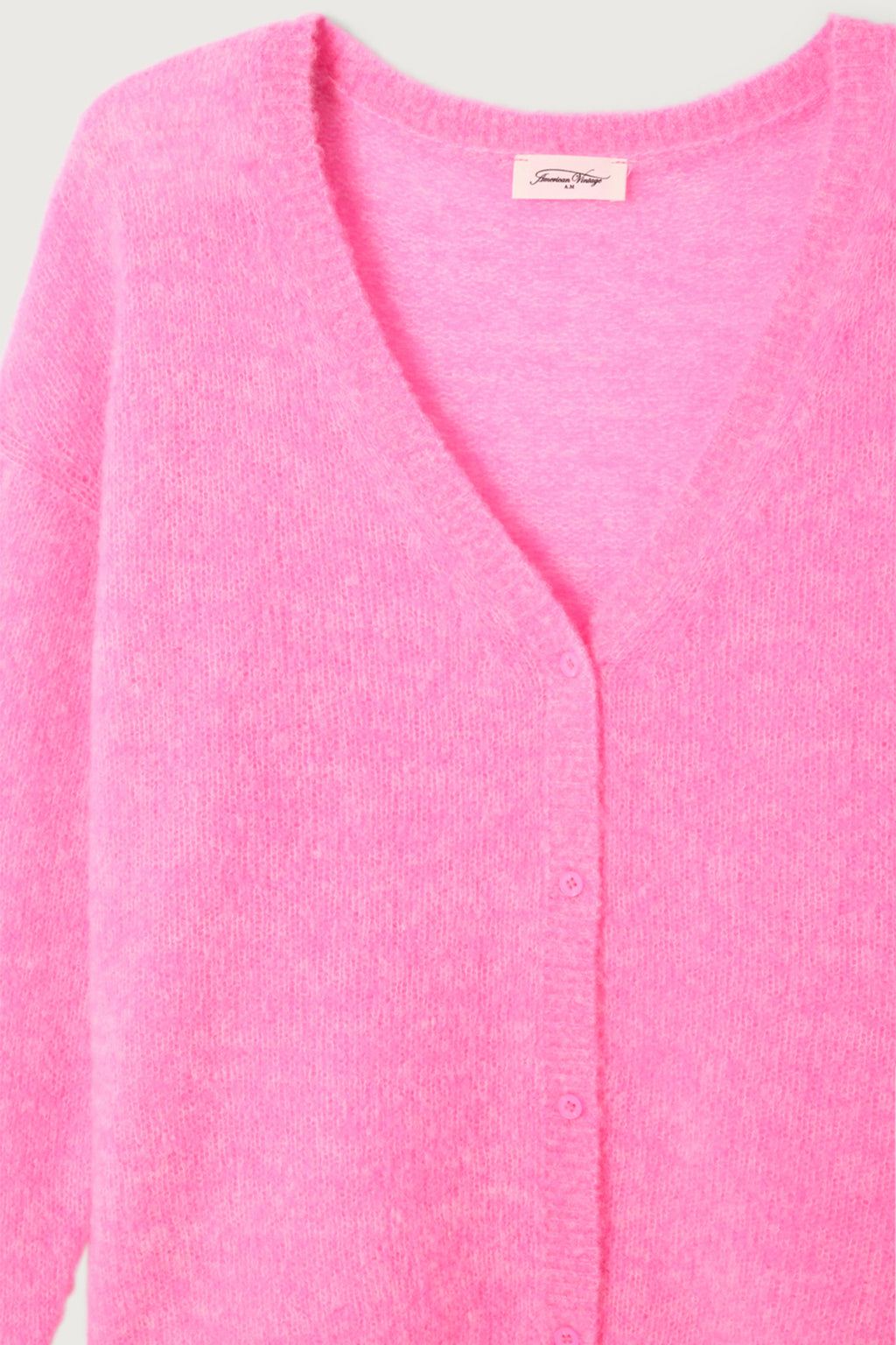 American Vintage NUG19AE26 Nuggy Petunia Flourescent Pink Cardigan