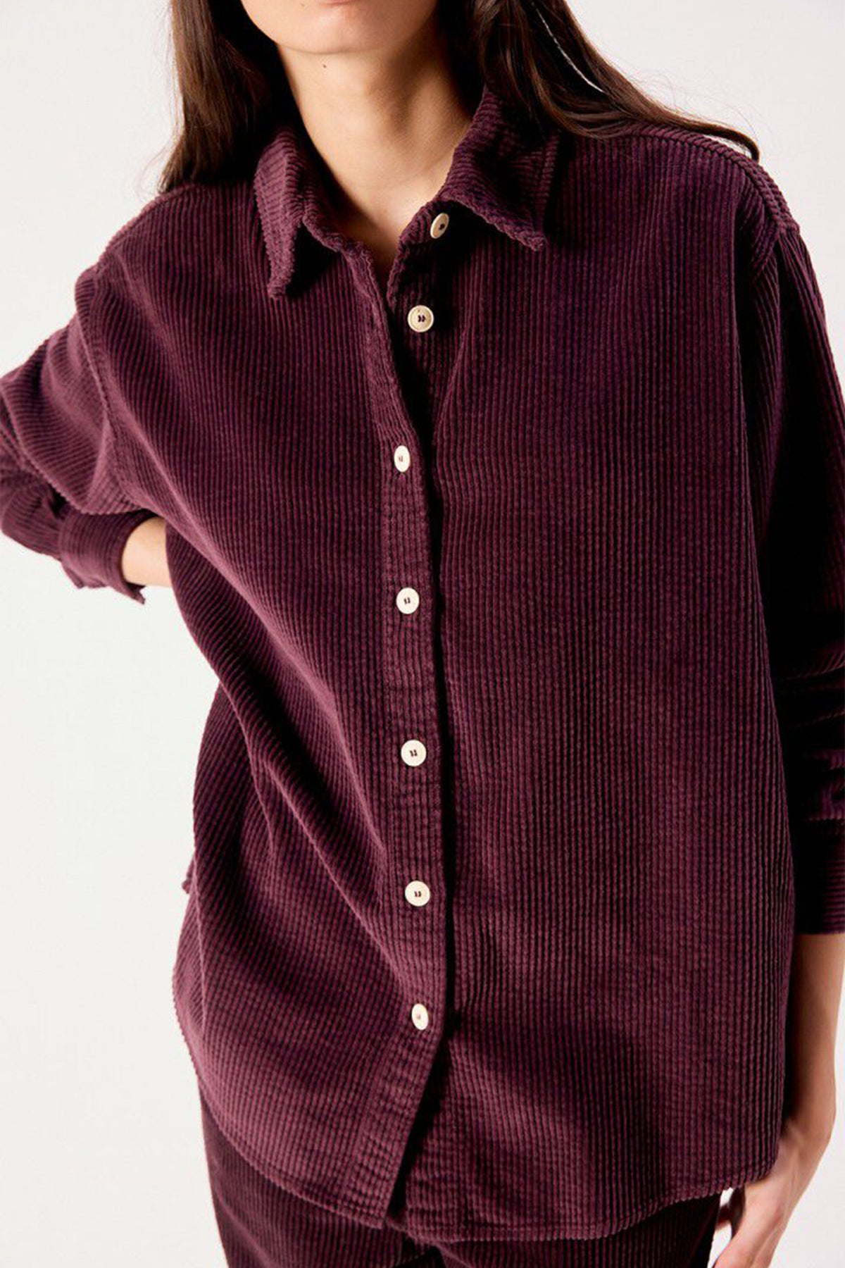 American Vintage Padow Auburn Vintage Purple Shirt PADO06A, three-quarter view