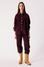 American Vintage Padow Auburn Vintage Purple Shirt PADO06A, full length with matching trousers