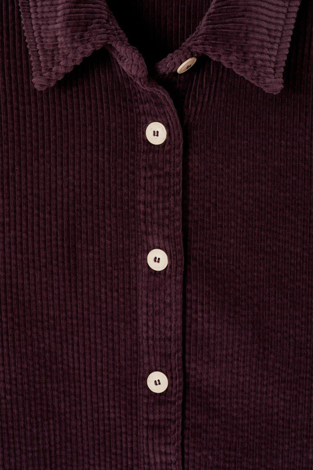 American Vintage Padow Auburn Vintage Purple Shirt PADO06A, button and cord detail
