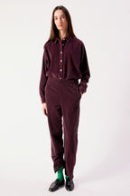 American Vintage Padow Auburn Vintage Purple Trousers PADO137, full length with matching shirt