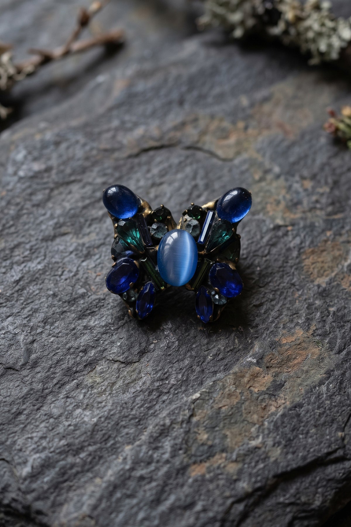 Annie Sherburne Butterfly Brooch Blue, front view