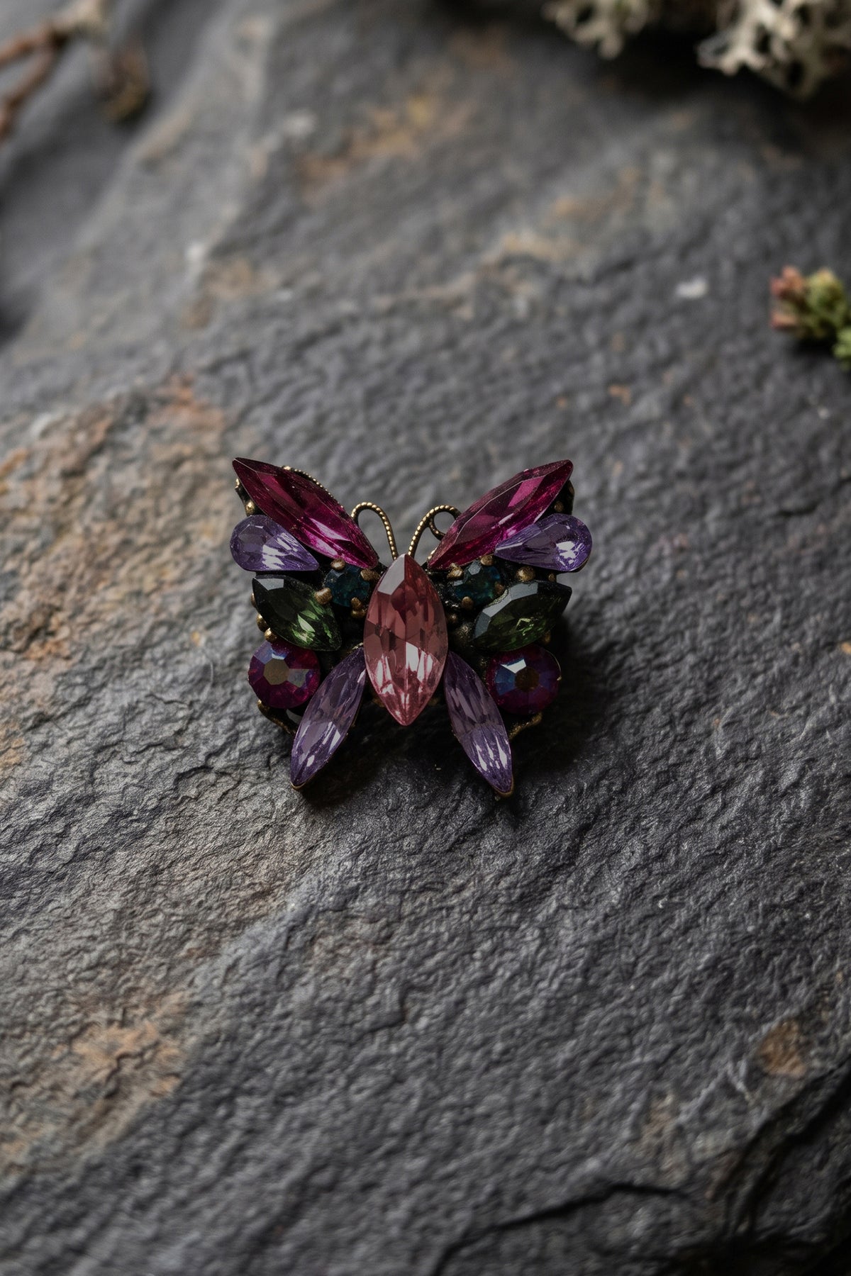 Annie Sherburne Butterfly Brooch Lilac Purple, front view