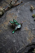 Annie Sherburne Hummingbird Brooch Green, front view