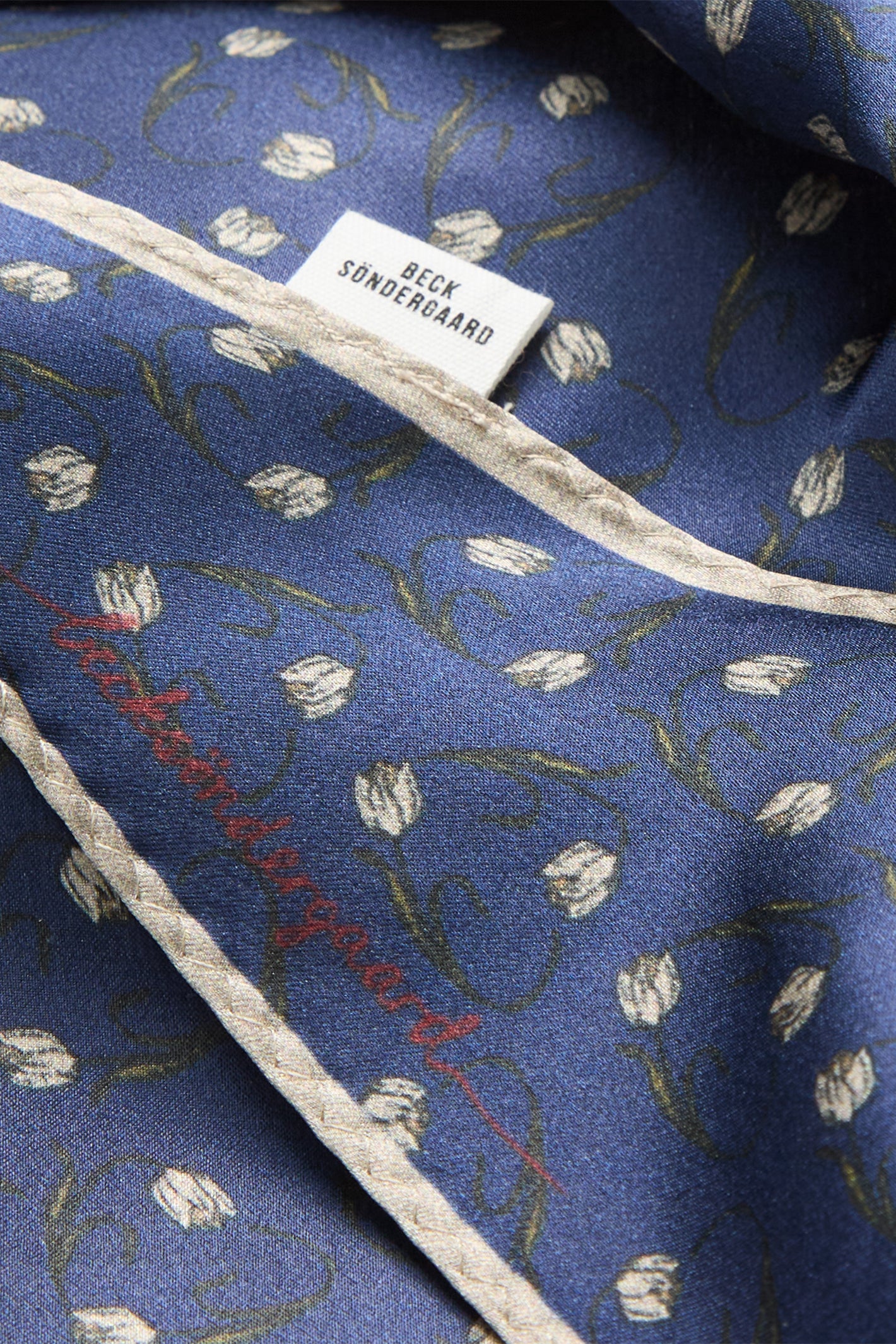 Beck Sondergaard Hearta Tulip Diamond Navy Blue Silk Scarf