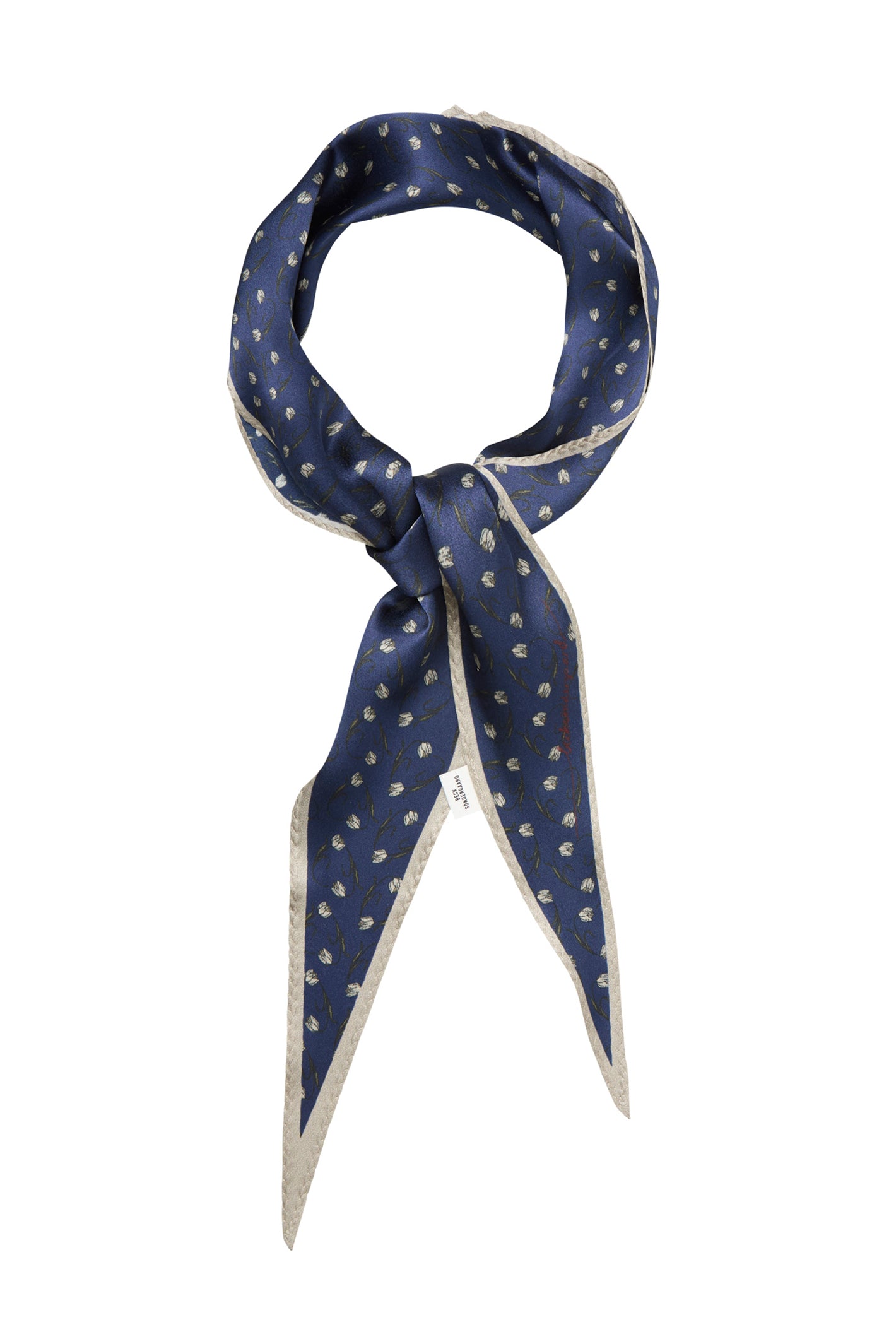 Beck Sondergaard Hearta Tulip Diamond Navy Blue Silk Scarf