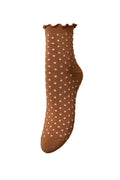 Becksondergaard Dotted Frilla Mocha Brown Short Sock, laid flat