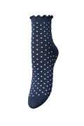 Becksondergaard Dotted Frilla Naval Academy Blue Short Sock, laid flat