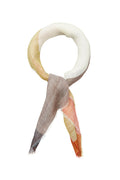 Becksondergaard Ekko Wica Rutabaga White Wool Cashmere Scarf, tied and styled