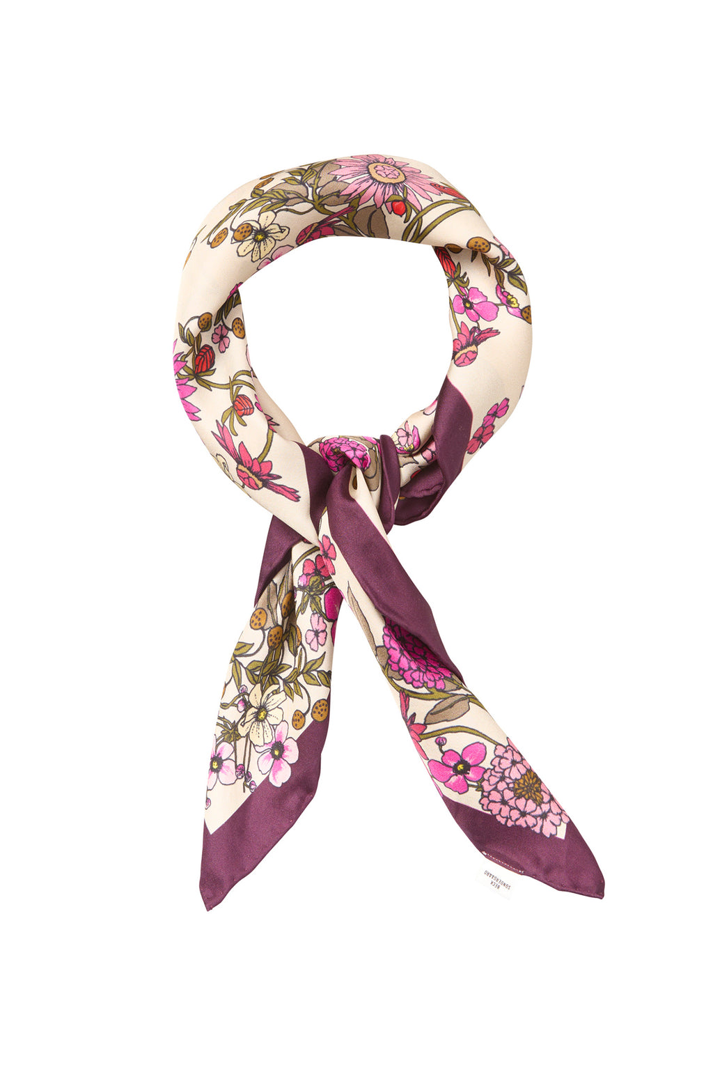 Becksondergaard Elyfiora Sia Cashmere Rose Pink Silk Scarf, tied and styled