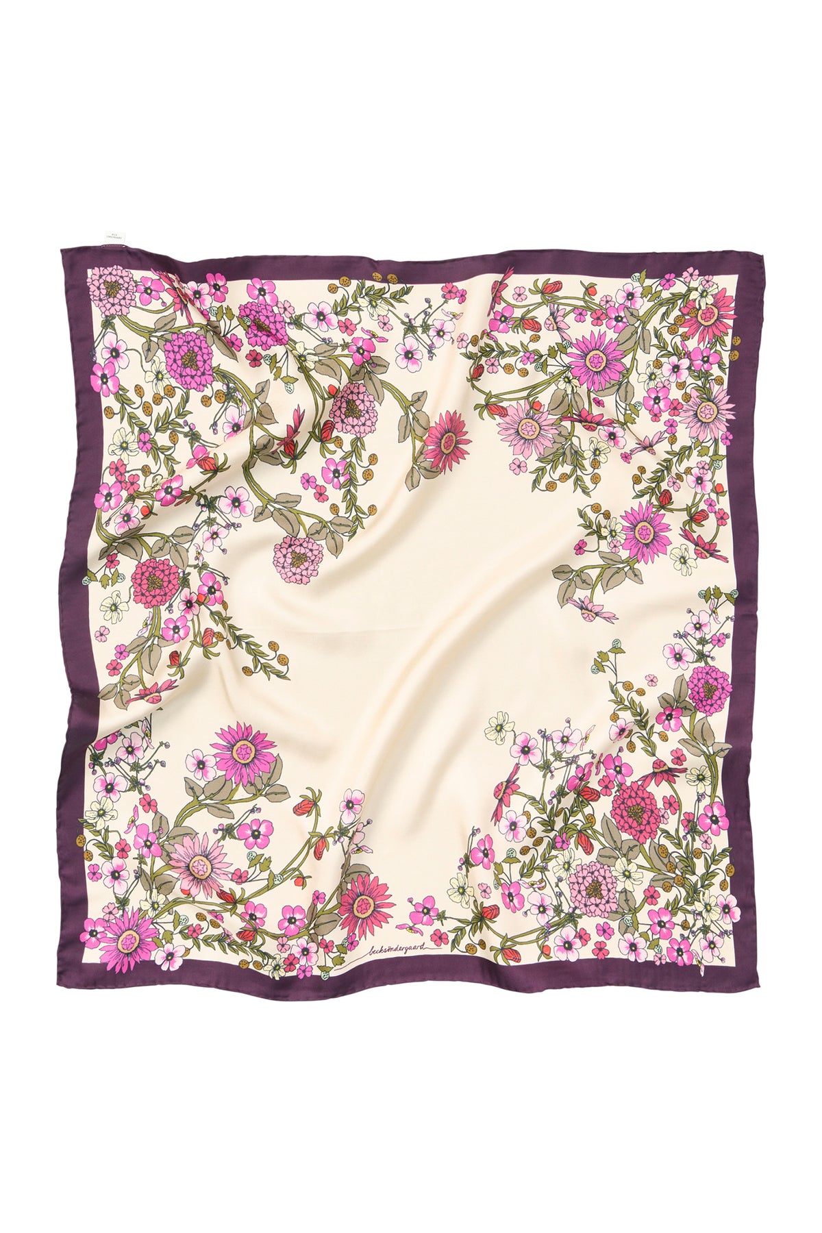 Becksondergaard Elyfiora Sia Cashmere Rose Pink Silk Scarf, laid flat