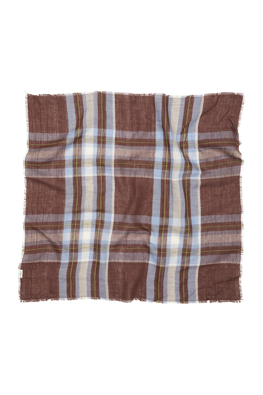 Becksondergaard Plaidia Cowea Cappuccino Brown Scarf, laid flat