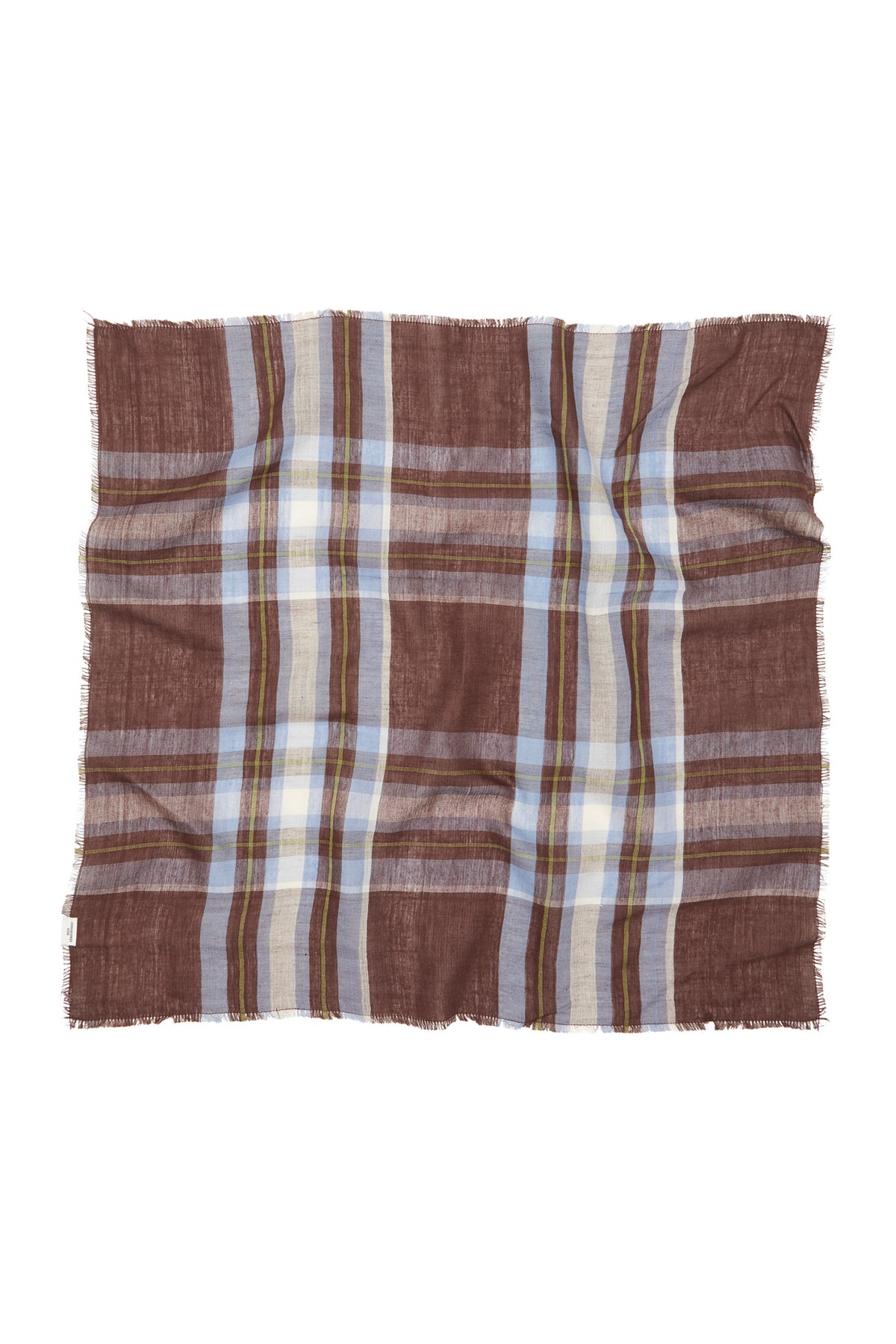 Becksondergaard Plaidia Cowea Cappuccino Brown Scarf, laid flat
