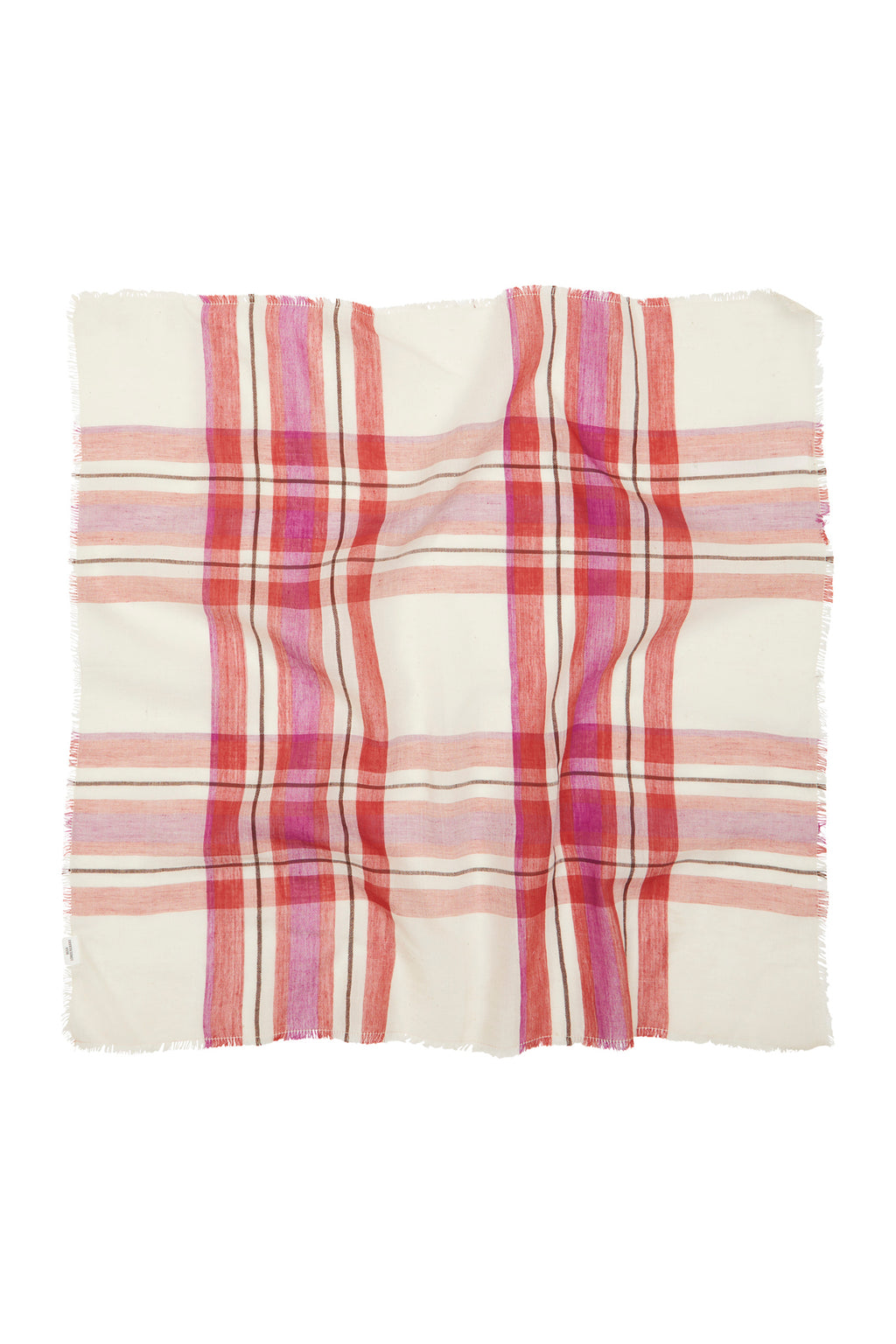 Becksondergaard Plaidia Cowea Rooibos Orange Scarf, laid flat