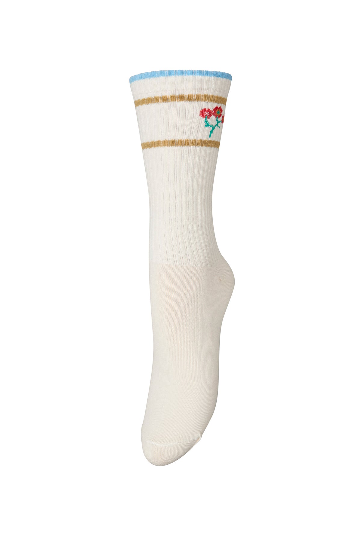 Becksondergaard Sporty Flotile Cotta Birch White Sock, laid flat