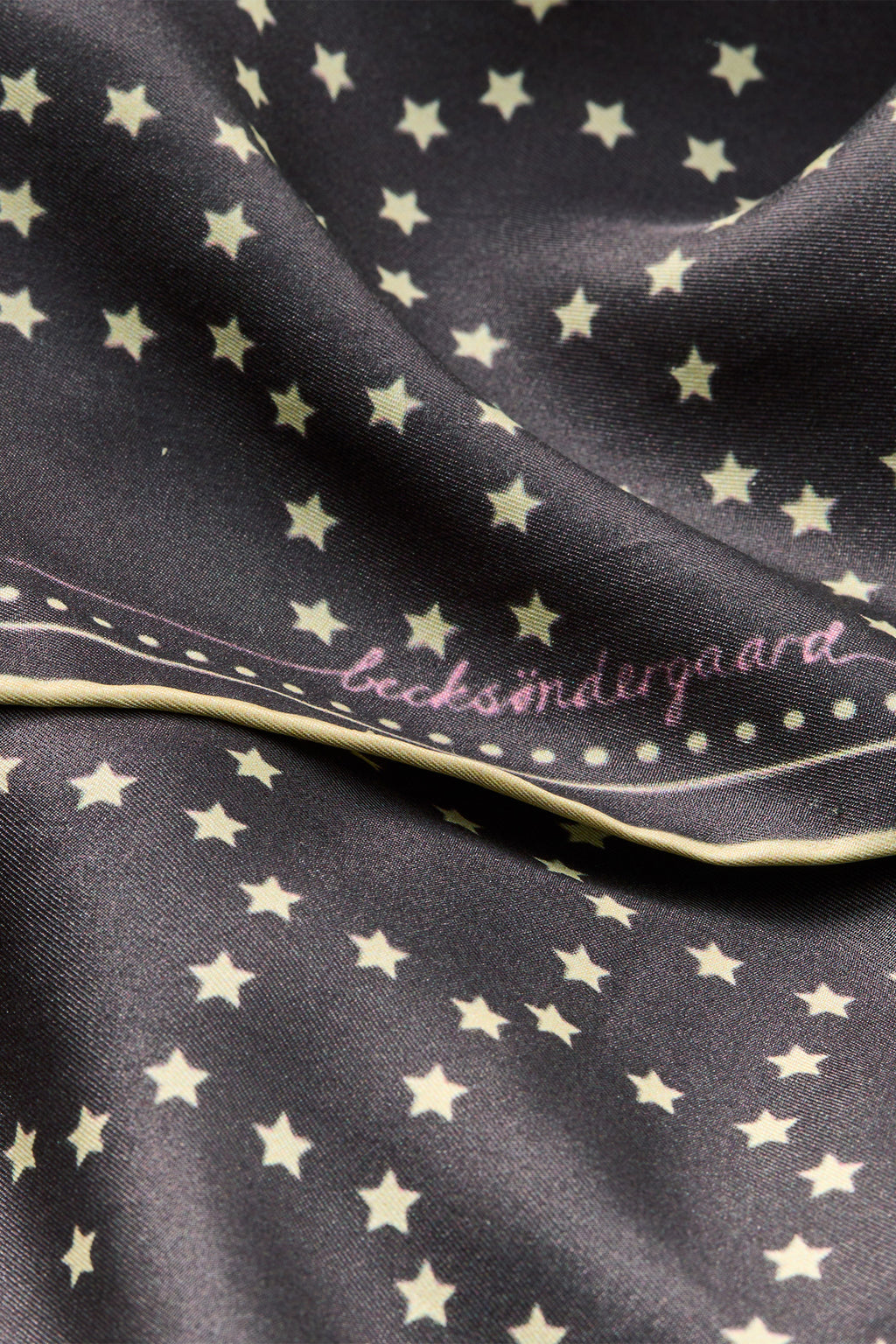Becksondergaard Starlie Grid Sia Chocolate Torte Brown Silk Scarf, fabric detail