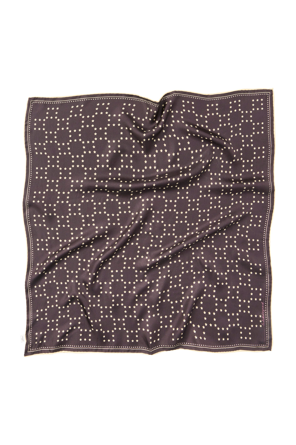 Becksondergaard Starlie Grid Sia Chocolate Torte Brown Silk Scarf, laid flat