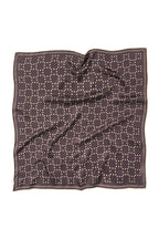 Becksondergaard Starlie Grid Sia Chocolate Torte Brown Silk Scarf, laid flat